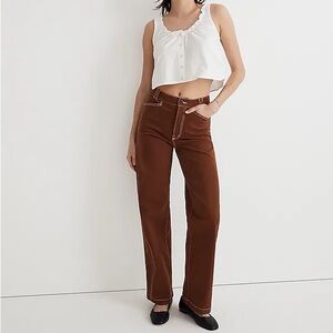 New! Madewell The Petite Emmett 2.0 Wide-Leg Pants: Garment-Dyed Edition